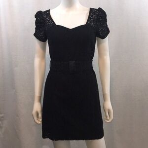 UEC Guess Black lace mini dress with belted waist size 4